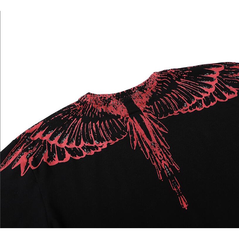 Áo Thun Tay Ngắn In Hình Đôi Cánh Màu Trắng Đen Thời Trang Cho Cặp Đôi