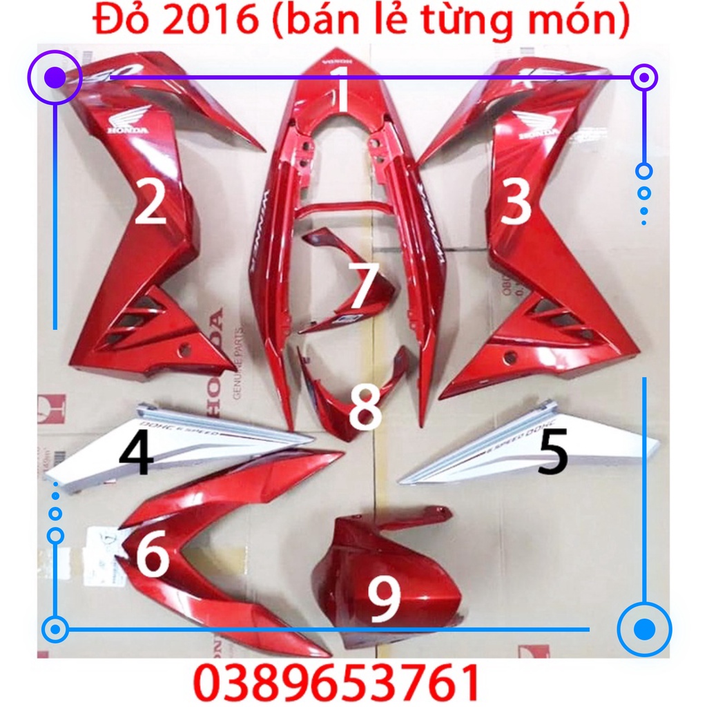 Dàn áo Winner V1 Đỏ đời 2016 Zin chính hãng Honda (lẻ từng món)