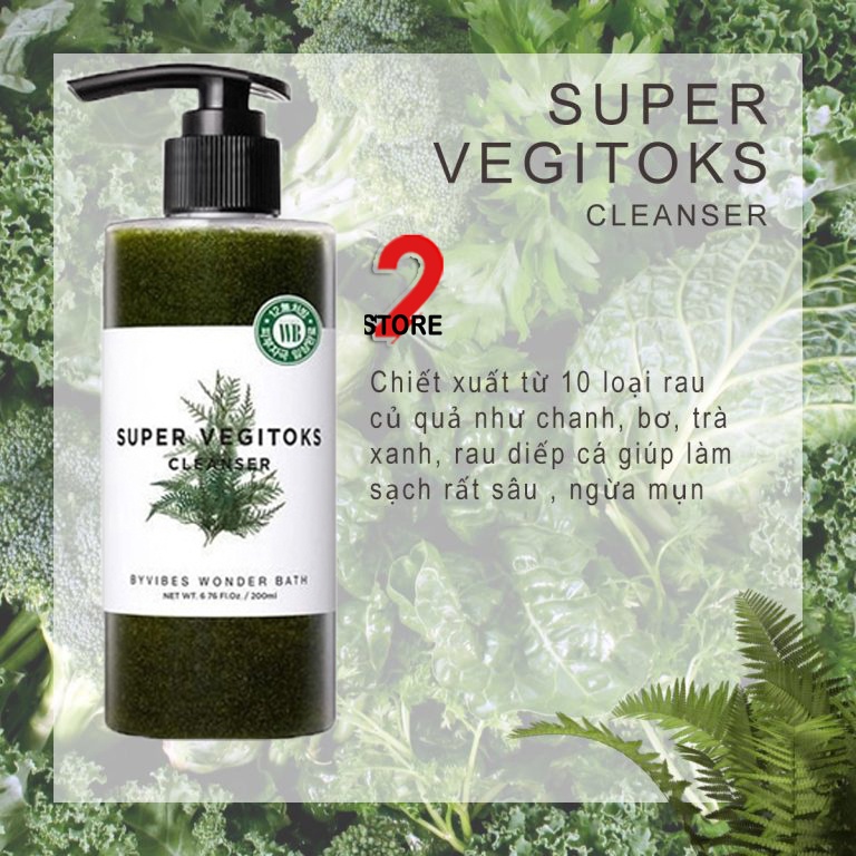 Sữa rửa mặt rau củ thải độc Wonder Bath Super Vegitoks Cleanser