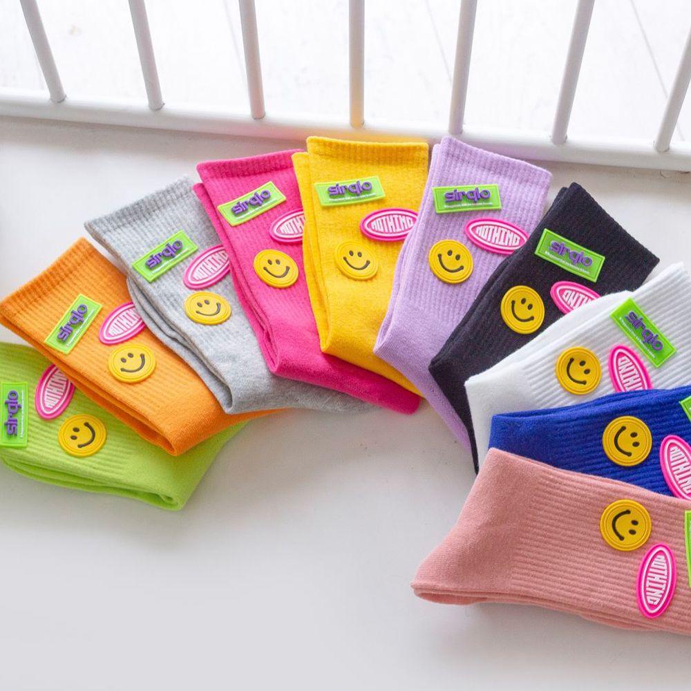 MIQUEL Vớ Cotton Màu Trơn Họa Tiết Hoạt Hình Phong Cách Đường Phố Đơn Giản Dành Cho Nữ