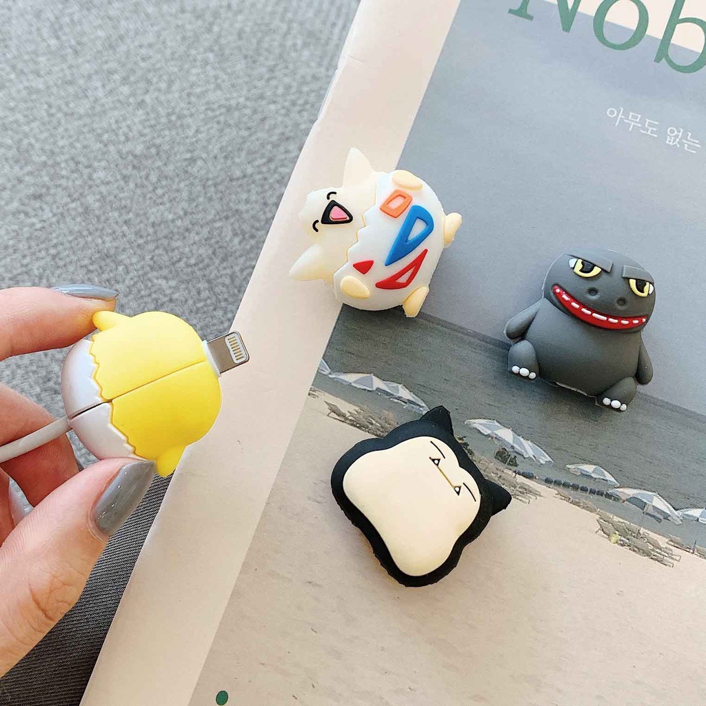 Phụ Kiện Bảo Vệ Dây Cáp Hình Thú 3D Dễ Thương Cho iPhone Android