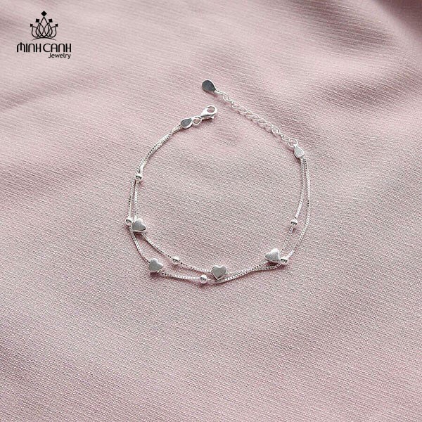 Lắc Tay Bạc Minh Canh Jewelry - Trái Tim Dây Đôi