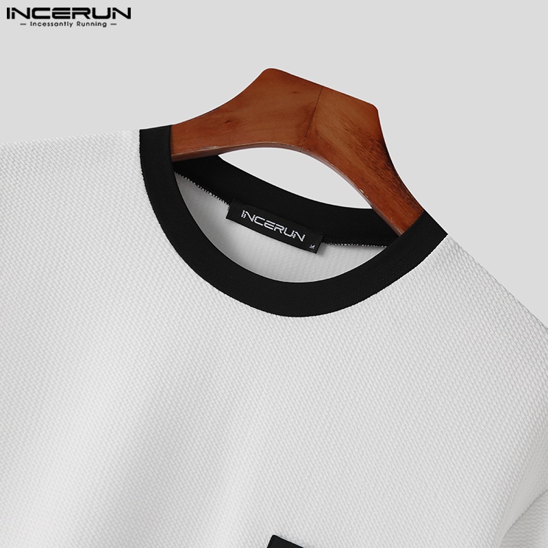 Áo thun baggy INCERUN tay ngắn cổ tròn phong cách cơ bản dành cho nam