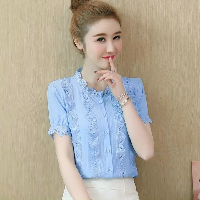 áo sơ mi nữ viền ren hàng nhập chất vải mát