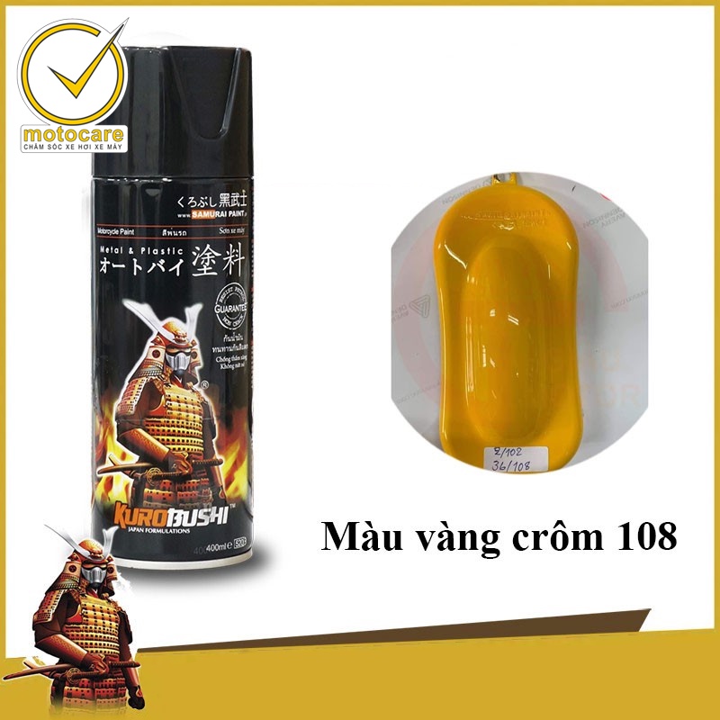 CHAI SON XIT SAMURAI 108 MÀU VÀNG CROM 108 - SƠN XỊT XE MÁY CAO CẤP