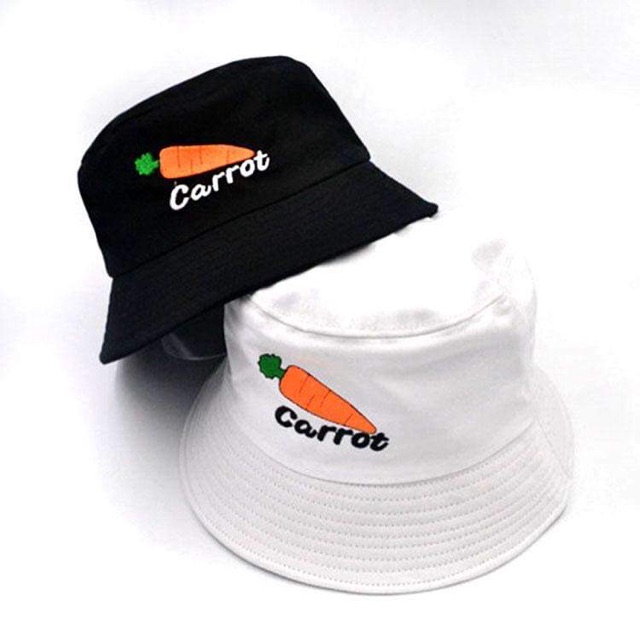 Nón Bucket 1 Mặt Thêu Hình Cà Rốt