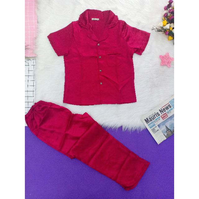 Bộ bijama lụa dài freesize đến 55kg ( ảnh thật)
