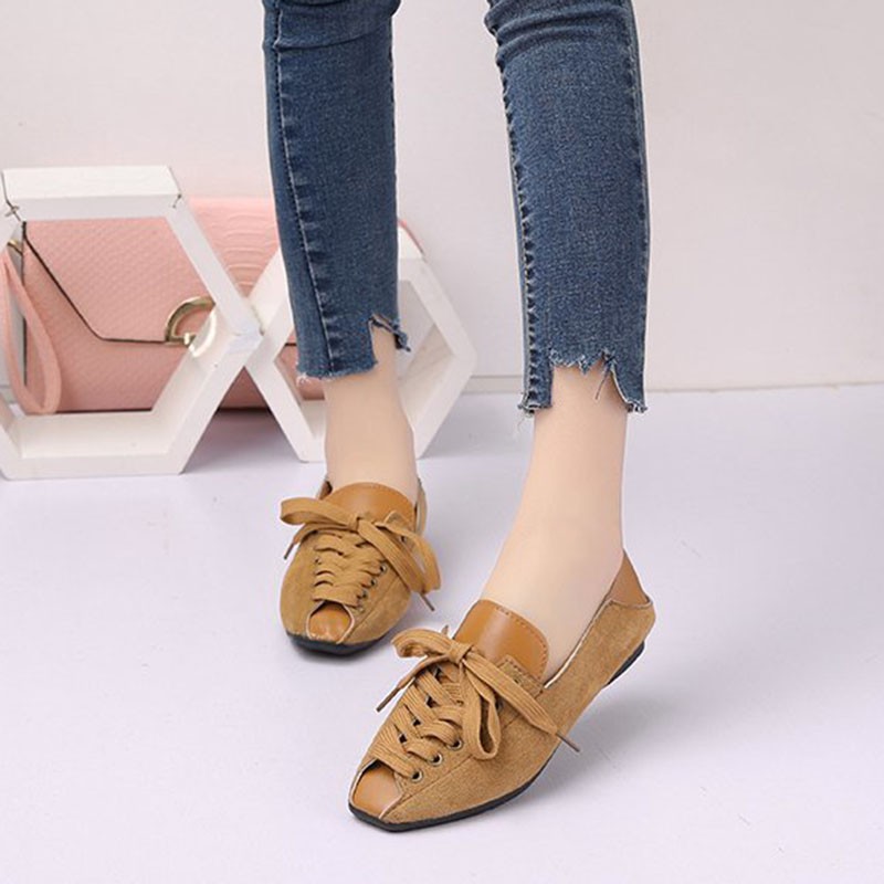 Giày Búp Bê Da Lộn Phong Cách Hàn Quốc Thanh Lịch Dành Cho Nữ