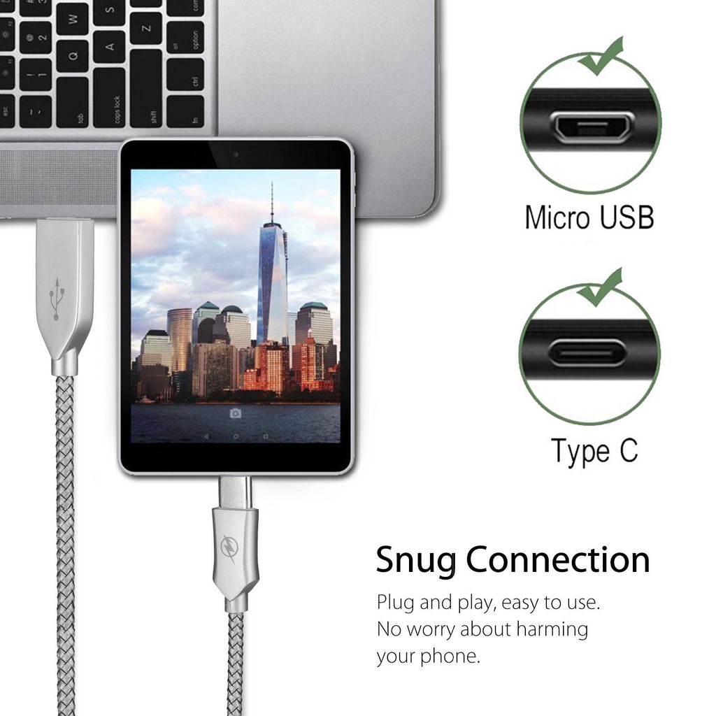 Dây cáp sạc nhanh 2.4A cổng Type C/ Micro USB chất lượng cao