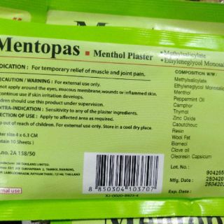 Cao dán Mentopas