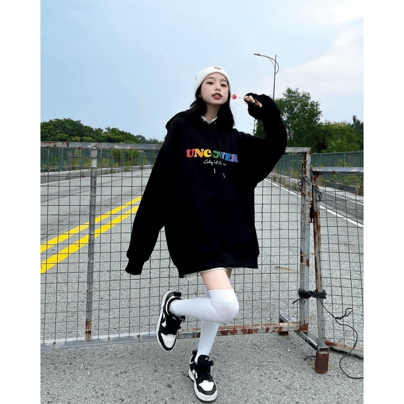Áo hoodie nữ in Chữ UNCOVER thiết kế áo form rộng chất vải nỉ ngoại dày dặn phối nón TP637