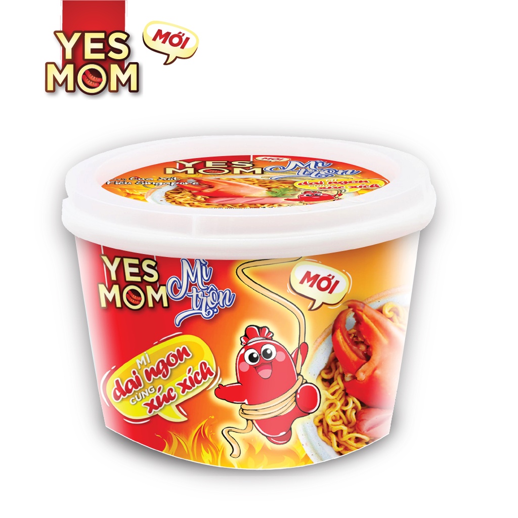 Thùng 12 tô Mì Tô Trộn Cua Xốt Kiểu Singapore Yes Mom 110gr/ Tô