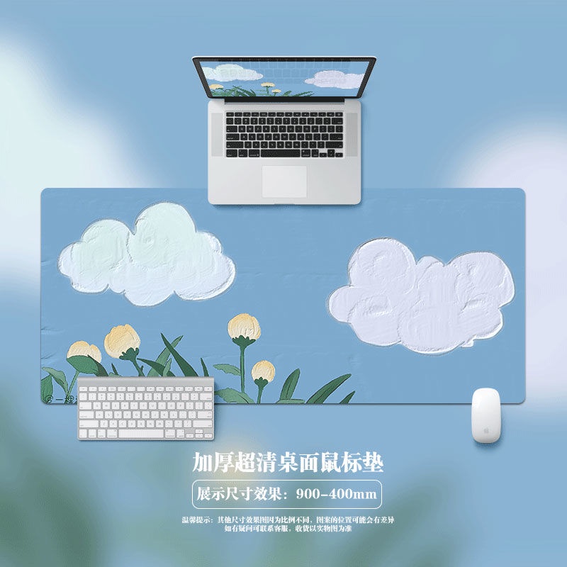 Tấm Lót Chuột Và Bàn Phím Họa Tiết Tranh Sơn Dầu Hoạt Hình Dễ Thương