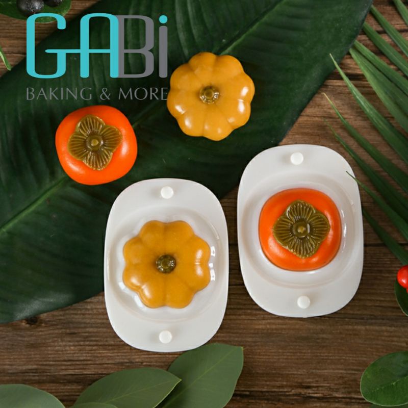 Khuôn ép bánh trung thu hình quả hồng/bí ngô