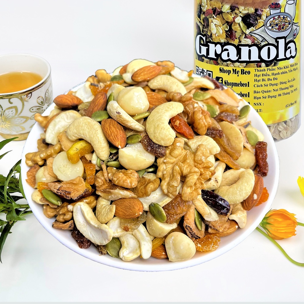 Granola ăn kiêng không đường siêu hạt dinh dưỡng Mẹ Beo hộp 500Gr