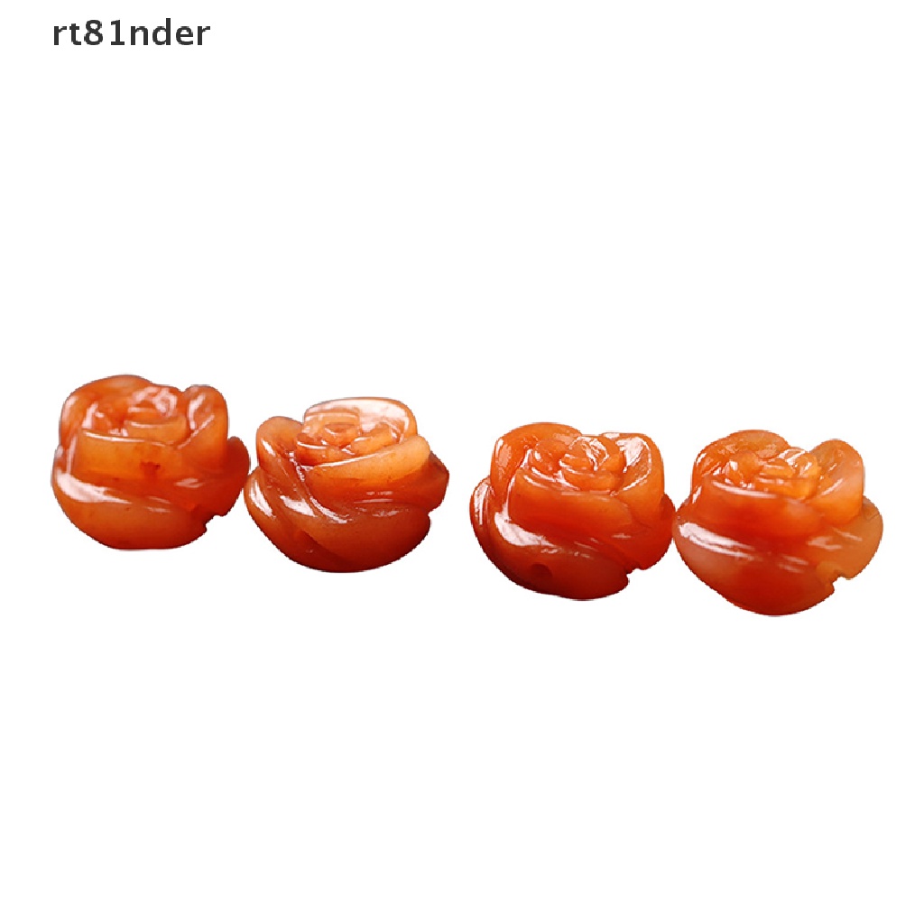 Set 3 hạt đá mã não tự nhiên hình hoa hồng dùng làm trang sức