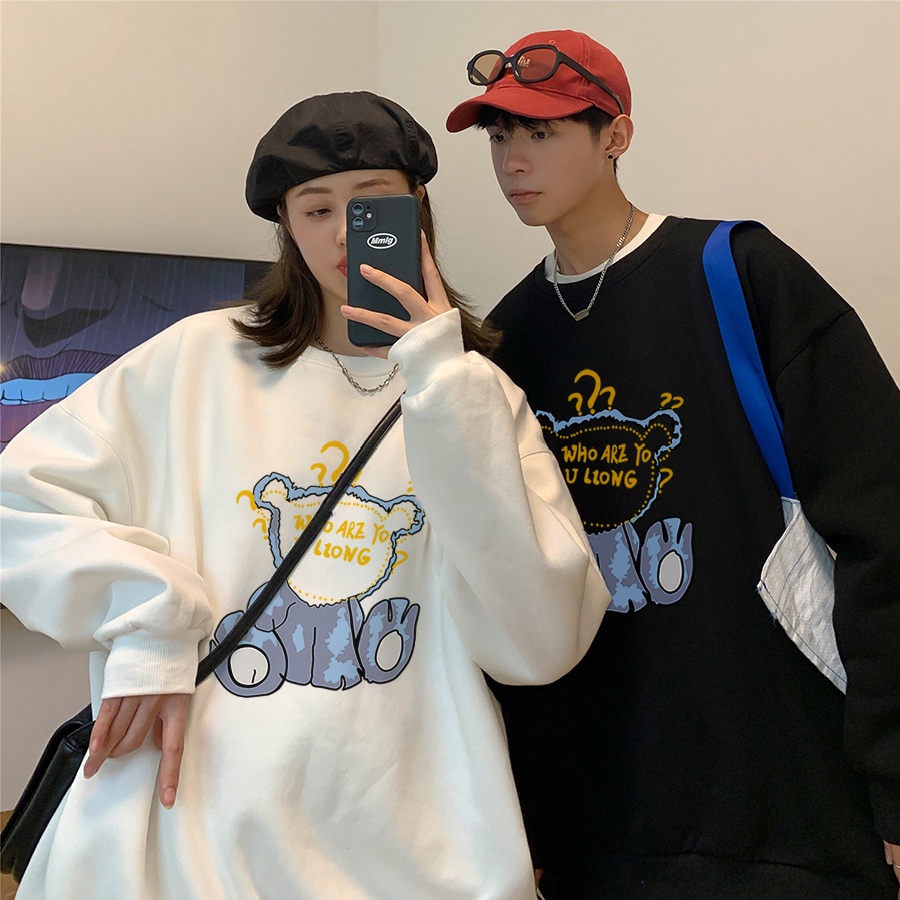Áo sweater tay dài cổ tròn in chữ phong cách Harajuku Hàn Quốc dễ phối đồ cho nam và nữ size S-3XL 2021 | BigBuy360 - bigbuy360.vn
