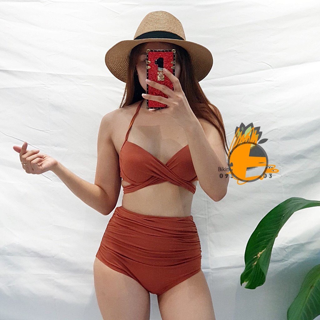 Bikini # Đồ Bơi Đi Biển Hai Mảnh Gọng Chéo Cạp Cao HM-055