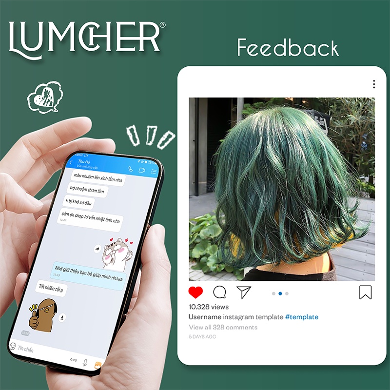 Thuốc nhuộm tóc Xanh Lục Lam giá rẻ tại nhà chính hãng Lumcher LC12