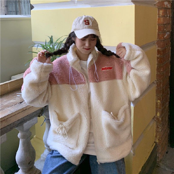 [Song Yaxuan s same jacket] Thu đông 2020 phụ nữ áo len dày nhung mới phiên bản Hàn Quốc khoác học sinh rộng rãi