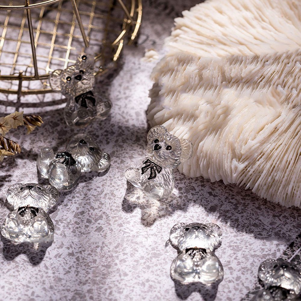 [Hàng mới về] Set 10 hạt đính trang trí móng nghệ thuật DIY kiểu dáng gấu 3D trong suốt phong cách Nhật Bản