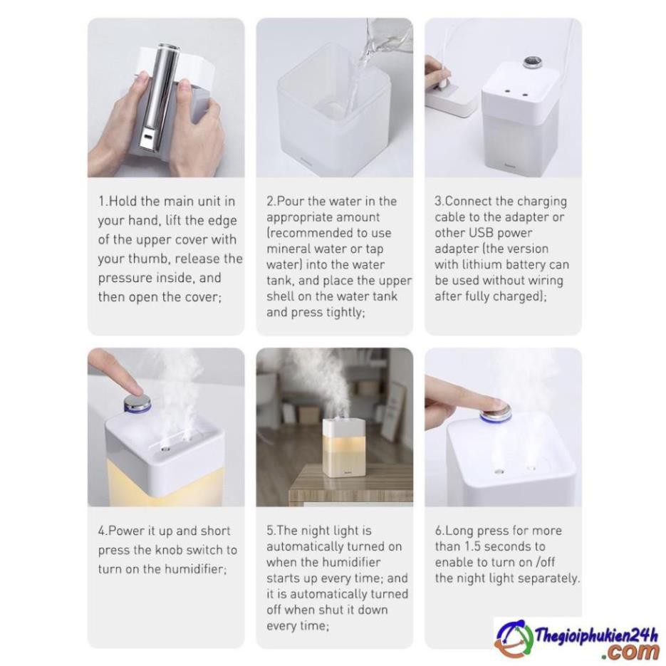 Máy phun sương tạo ẩm Baseus Time Magic Box Double Spray Humidifier (2000mAh, 550ml, sử dụng liên tục tới 8 giờ)