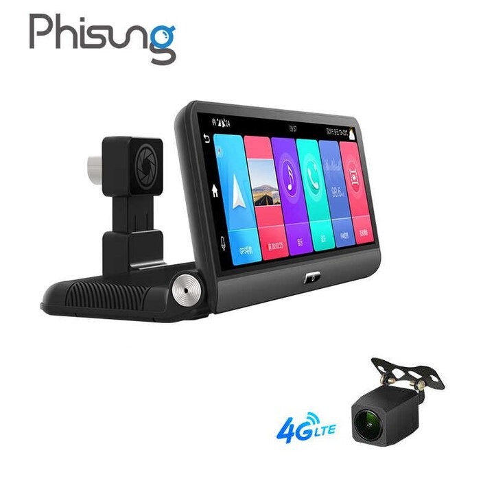 Camera hành trình đặt taplo ô tô, thương hiệu Phisung - P03: 4G, wifi, 8 inch, android 8.1 OS (Bảo hành: 1 Năm)