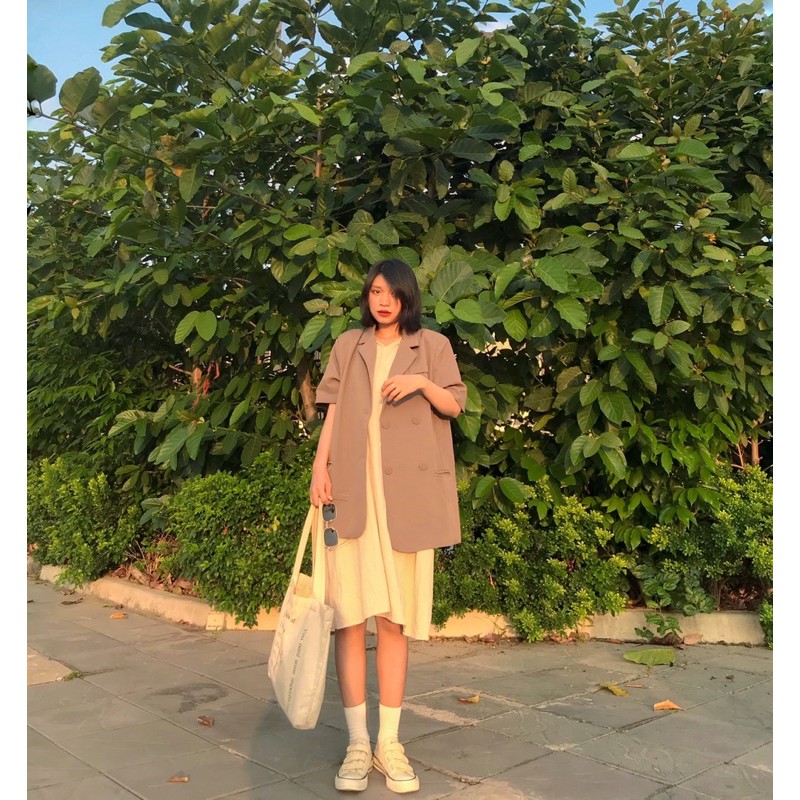 Áo Blazer dáng rộng màu nâu tây [Order] | BigBuy360 - bigbuy360.vn