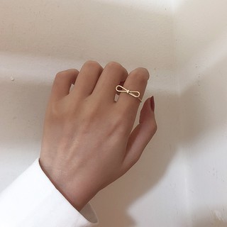 Nhẫn Hở Hình Nơ Bằng Kim Loại Đơn Giản Phong Cách Dongdaemun Hàn Quốc Cho Nữ