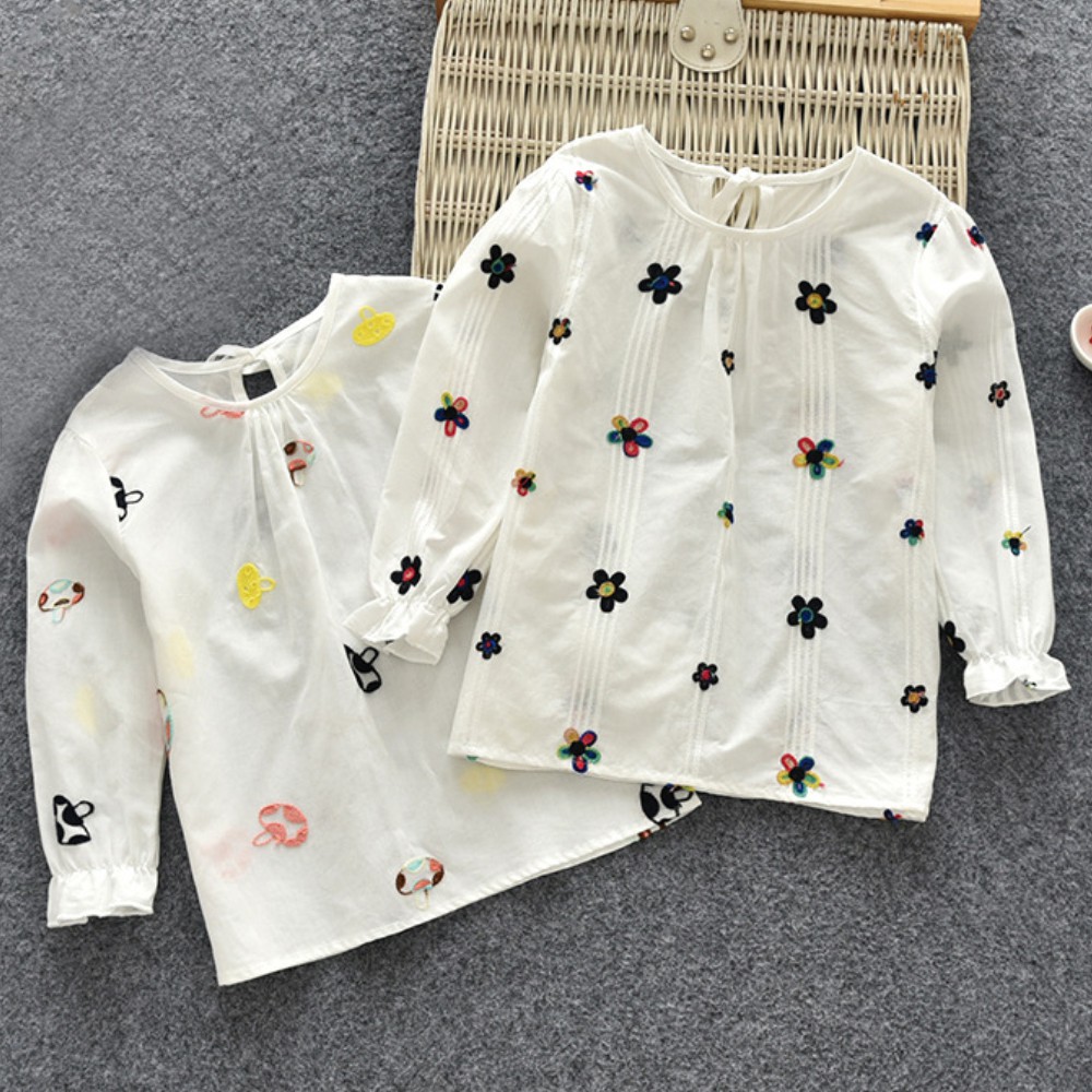 Bộ Đồ Ngủ Tay Dài Thêu Hoa Dễ Thương