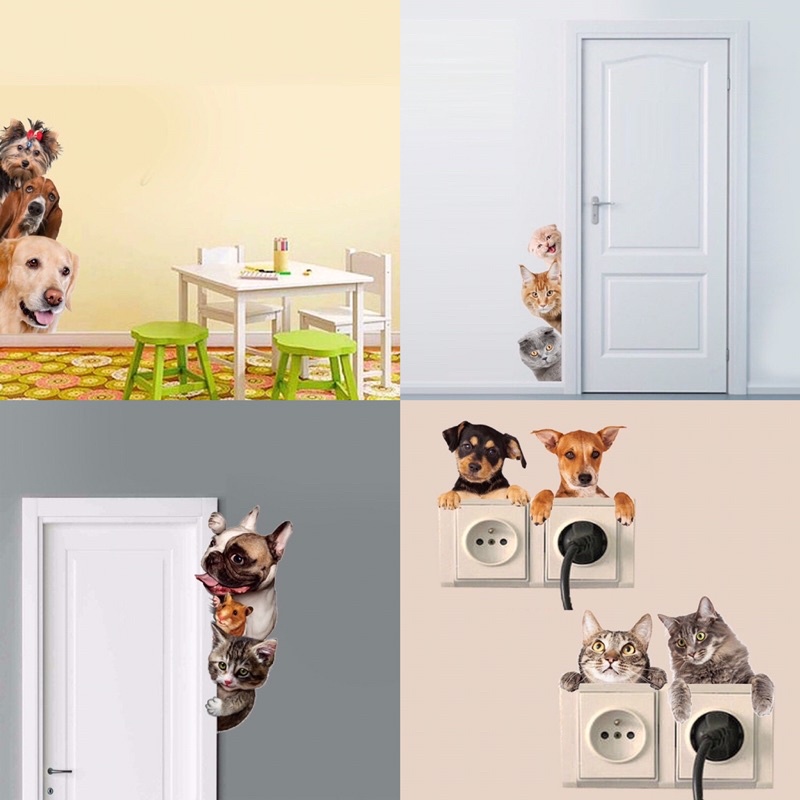 Giấy dán tường chó mèo cute Đảo Mèo