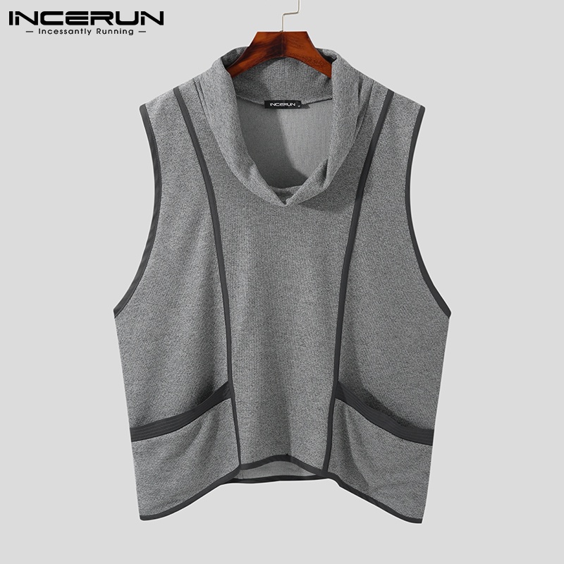 Áo sát nách INCERUN cổ tròn thời trang mùa hè dành cho nam