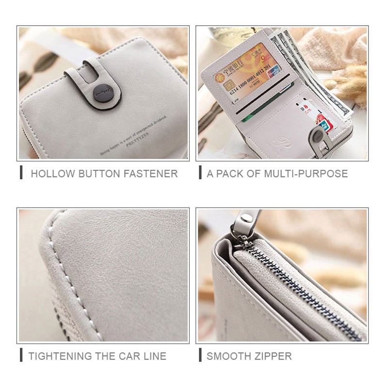 Ví Ngắn Khóa Kéo Phong Cách Vintage Cho Nữ