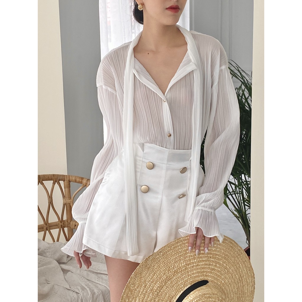 Áo sơ mi dập ly tay bèo - Sulli Pleated Shirt