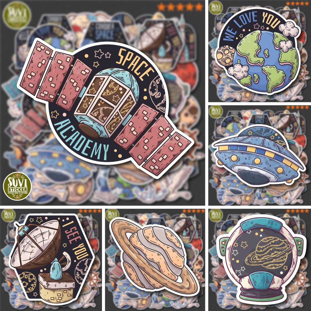 50 Sticker Vintage Galaxy chống nước sticker dán mũ bảo hiểm, laptop, điện thoại, đàn guitar, vali. MSP: SV27
