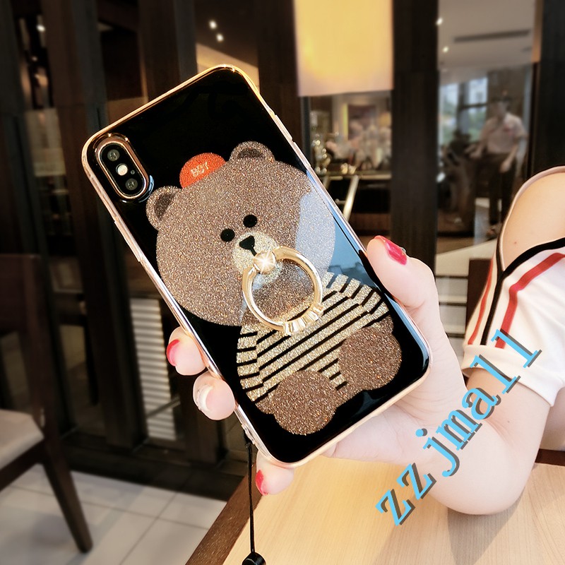 Asus Zenfone Max (M2) ZB633KL(6.26'') Stripe Strap Bear With Holder