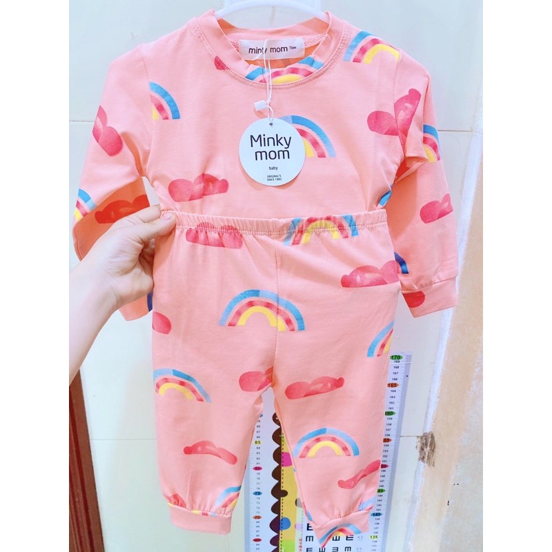 Bộ Cotton 100% Minky Mom In Toàn Thân Họa Tiết Cầu Vồng- Gấu Trúc Dễ Thương Cho Bé (1255 )