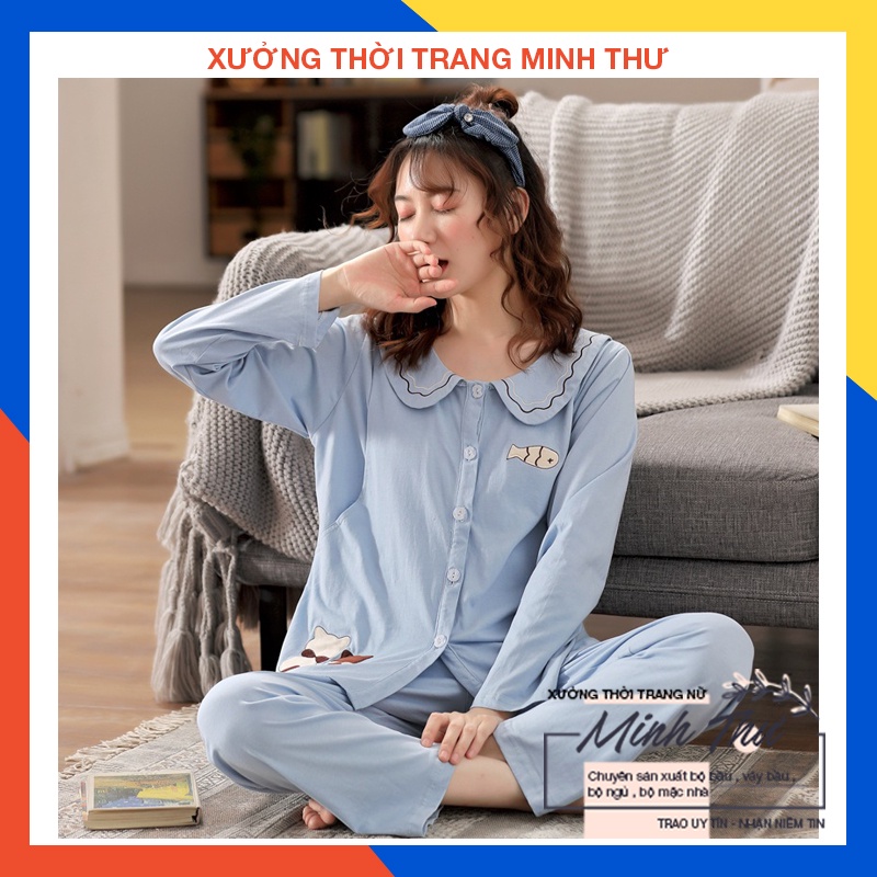 Bộ bầu - bộ sau sinh - chất liệu cotton - kiểu mới thời trang  con cá -