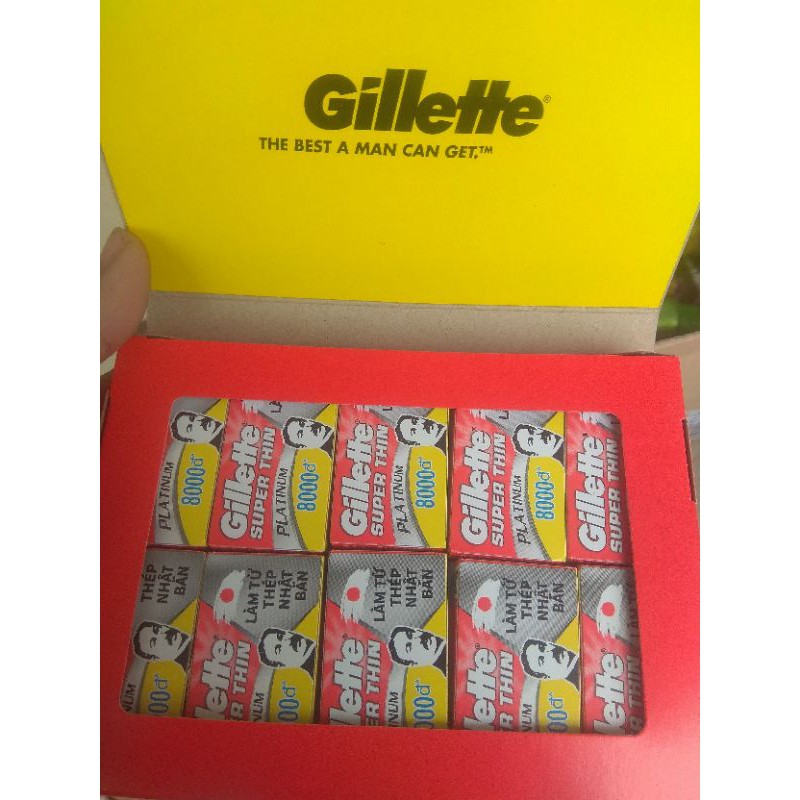 Combo 20 hộp lưỡi dao cạo Gillette Super thin Platinum làm từ thép Nhật Bản (20 hộp x 5 cái/1 hộp)