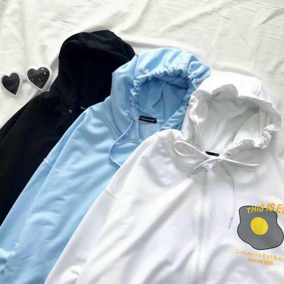 Áo khoác hoodie chống nắng dành cho nam nữ In Hình Egg form rộng unisex loại dây kéo ulzzang XUKA SHOP | BigBuy360 - bigbuy360.vn