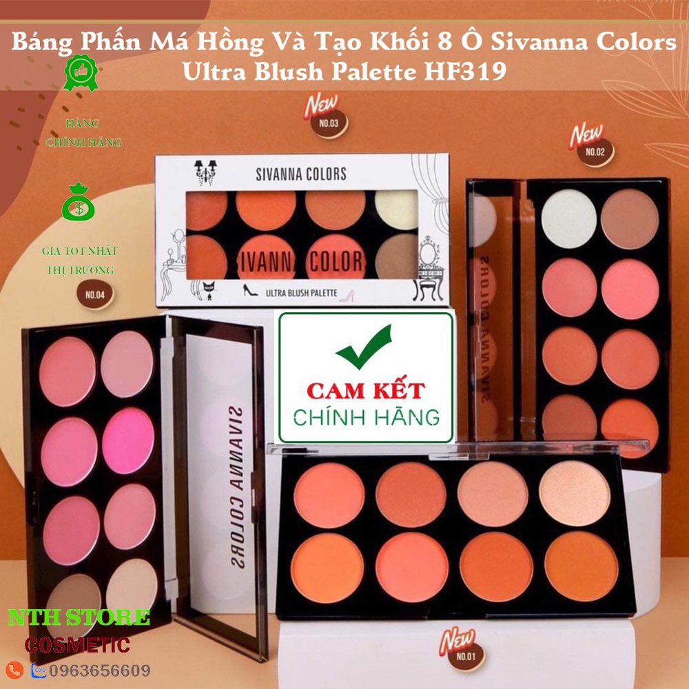 Bảng má Sivana 8 màu chuyên dùng cho makeup