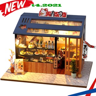 Mô hình nhà búp bê lắp ghép bằng gỗ Mẫu Sushi Shop tặng kèm dụng cụ lắp