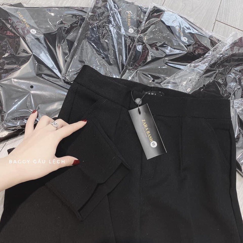 Quần baggy nữ công sở đẹp cao cấp cúc lệch gấu lệch thời trang Hàn Quốc Q064