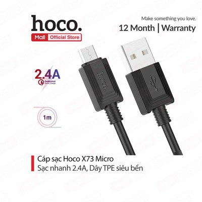 Cáp sạc 2.4A Hoco X73 Micro truyền data ổn định nhanh chóng cho Android dài 1M