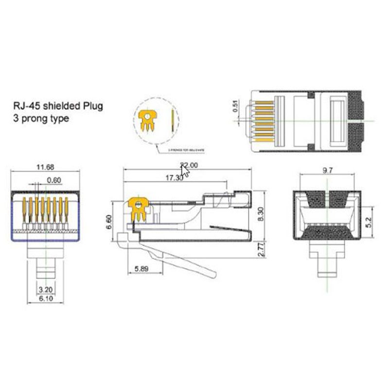 Đầu hạt bấm mạng RJ45 UTP Dintek CAT 5E (100 đầu/ 1 bịch)