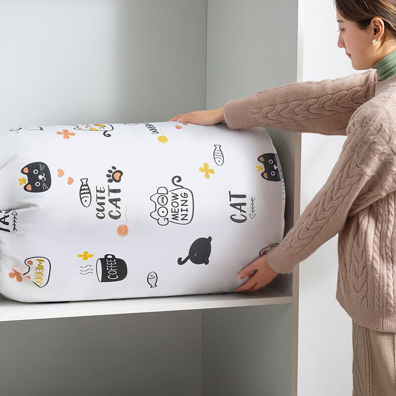 Túi Vải Đựng Chăn Màn Ga Gối Dây Rút, Bao Đựng Quần Áo Chống Nước Hình Trụ Tròn Size Lớn
