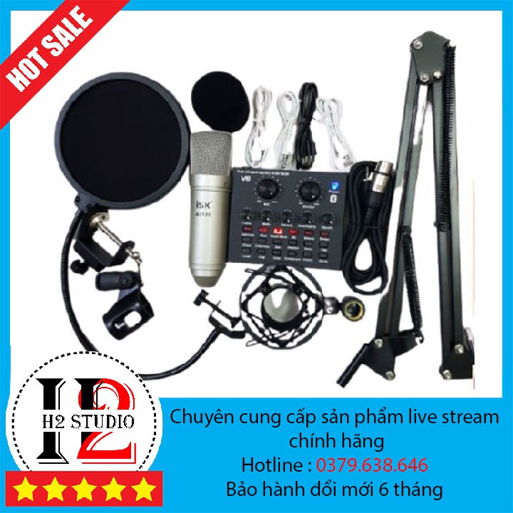 BigSale BỘ COMBO míc hát karaoke livestream online micro ISK AT100 CARD H9 BLUETOOTH THẾ HỆ MỚI chân kẹp màng lọc tặng t