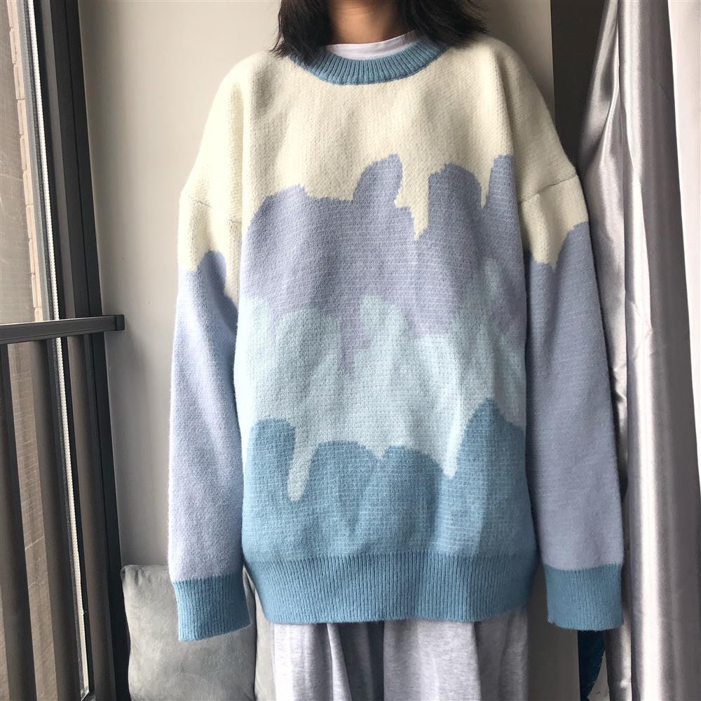 Áo Sweater Cổ Tròn Dáng Rộng Màu Sắc Thời Trang Thu Đông Phong Cách Hàn Quốc Cho Nữ