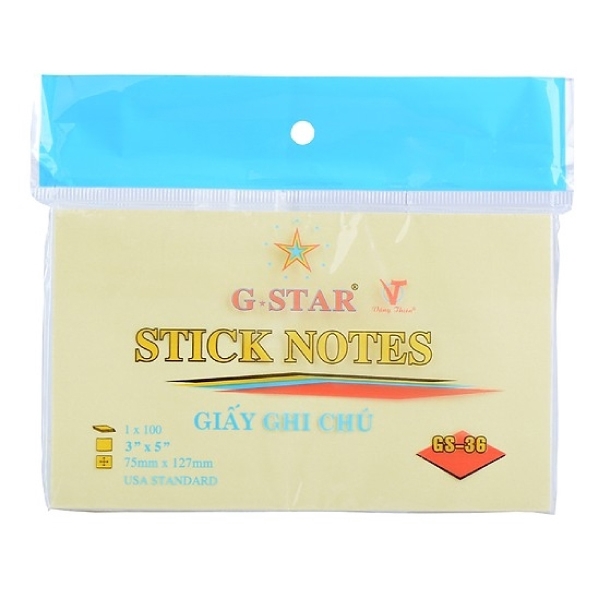 Giấy Note Vàng G-Star 3x5 - Gstar