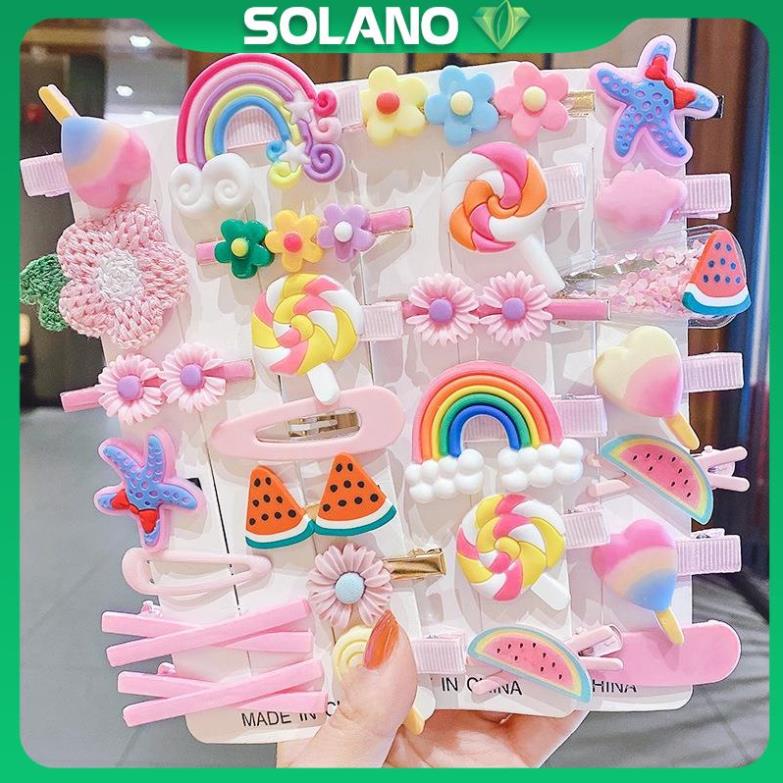 Kẹp tóc mái cho bé SOLANO phụ kiện tóc cho bé 14 kẹp mái nhiều hình dễ thương FAH-001417